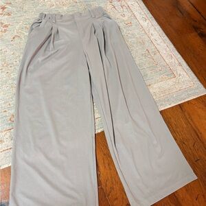 HALARA Textured Pants in Gray wide leg trouser pant